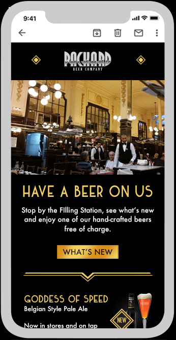 Packard Beer Company - Email marketing - free beer